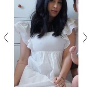 Elegant White Ruffle Sleeve Dress